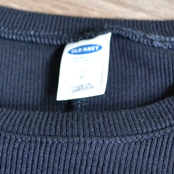 Old Navy Set of 2 Black Ribbed Dress and Black White Striped Ribbed Dress Sz Sm - Picture 8 of 9